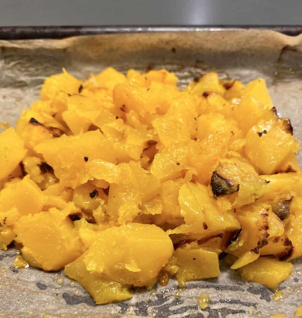 roasted butternut squash chopped for soup