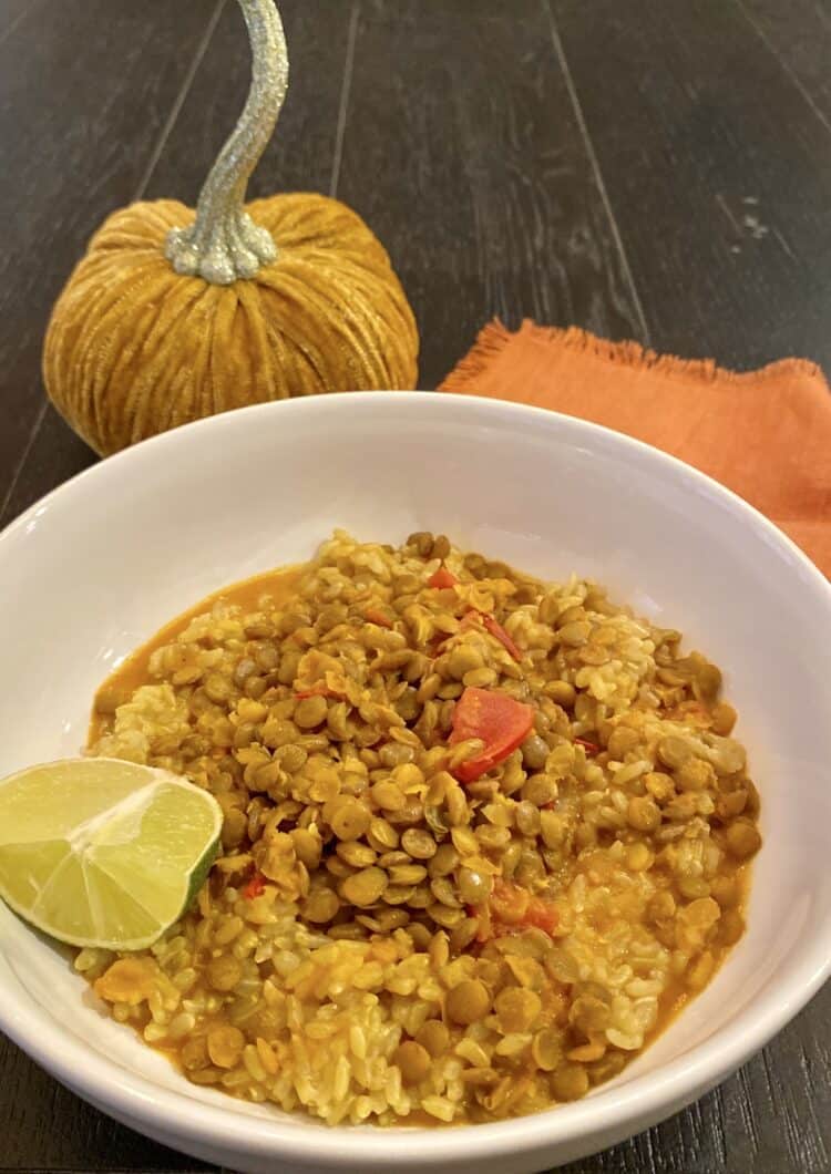 Lentil Curry over Curried Rice